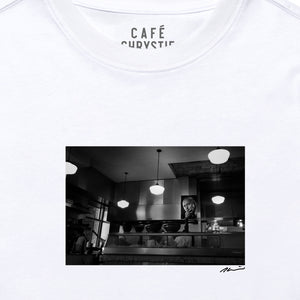 Pep Kim artist T-shirt "Smoking Hitchcock" - White