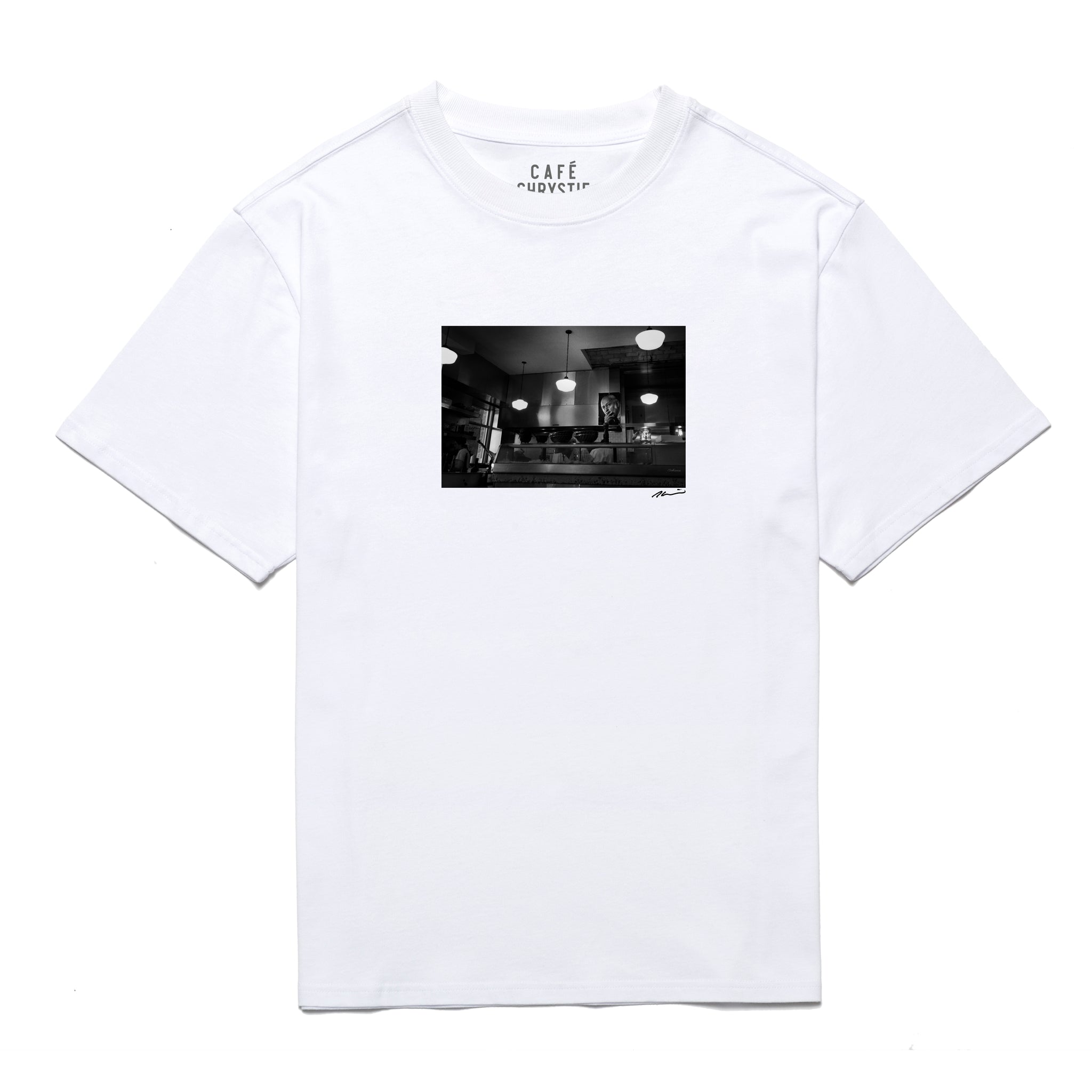 Load image into Gallery viewer, Pep Kim artist T-shirt &quot;Smoking Hitchcock&quot; - White