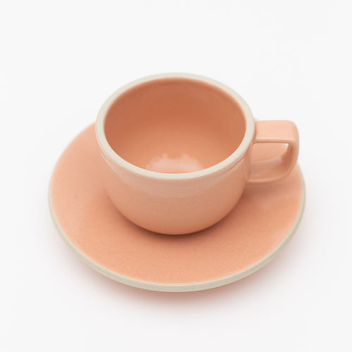 Sasaki coffee cup & saucer designed by Massimo Vignelli_Apricot