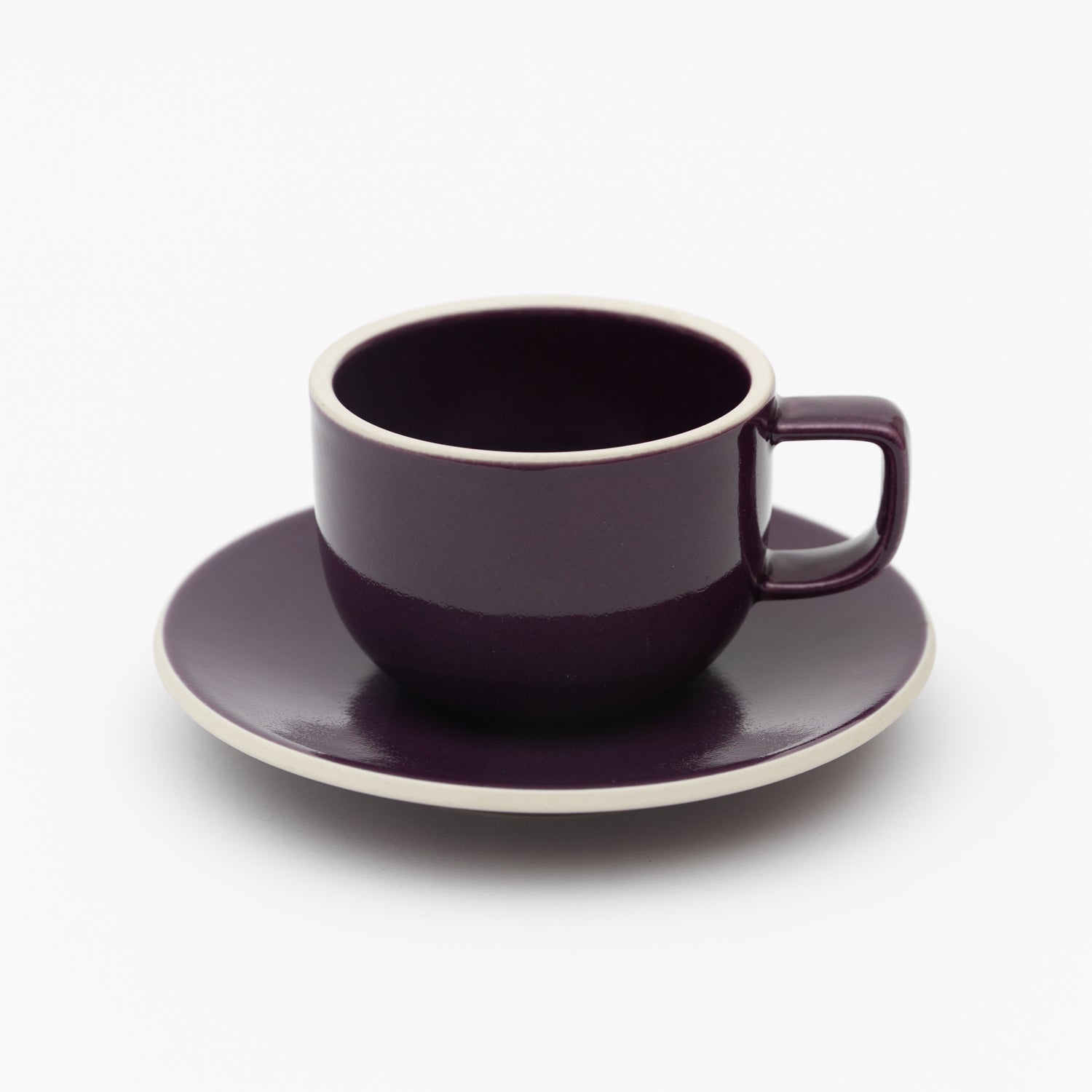 Load image into Gallery viewer, Sasaki coffee cup &amp; saucer designed by Massimo Vignelli_Matte Plum