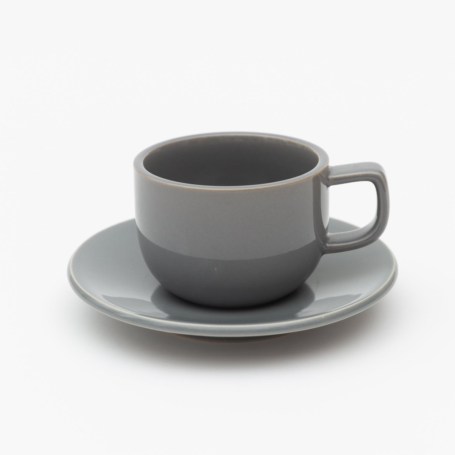 Load image into Gallery viewer, Sasaki coffee cup &amp; saucer designed by Massimo Vignelli_Glossy Grey