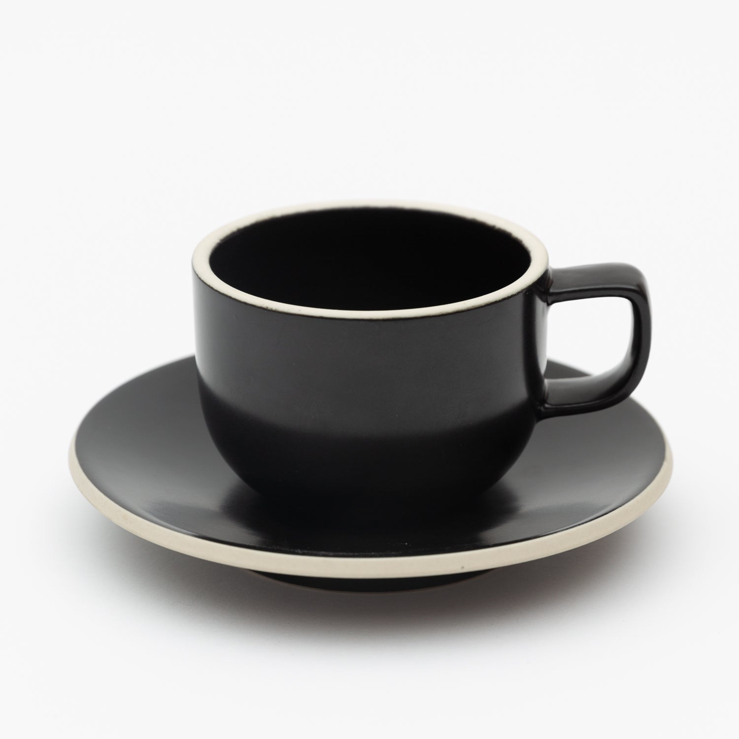 Load image into Gallery viewer, Sasaki coffee cup &amp; saucer designed by Massimo Vignelli_Matte Black