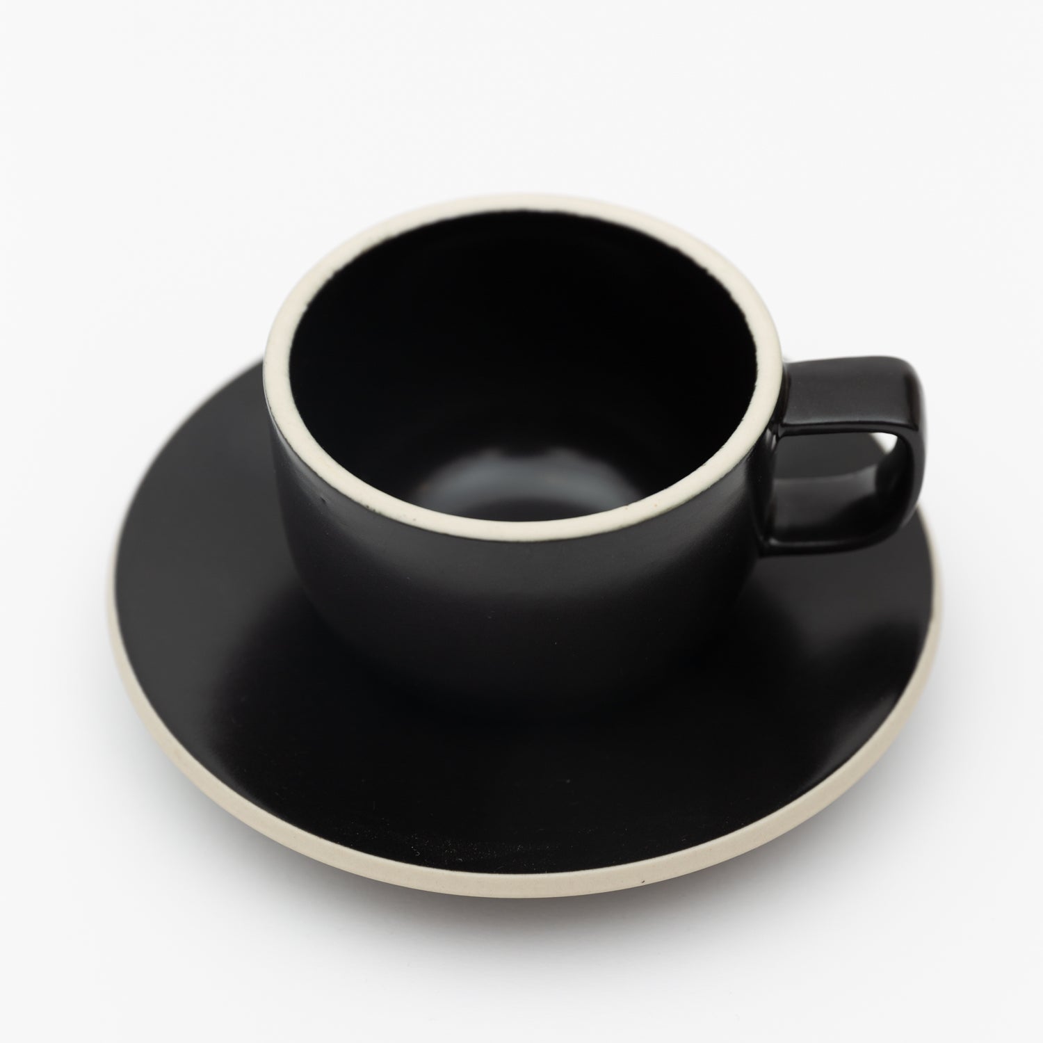 Load image into Gallery viewer, Sasaki coffee cup &amp; saucer designed by Massimo Vignelli_Matte Black
