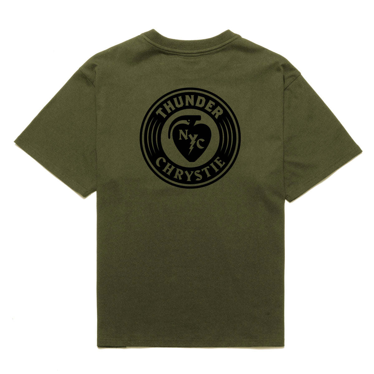 Load image into Gallery viewer, Chrystie x Thunder Circle Logo Tee ARMY GREEN
