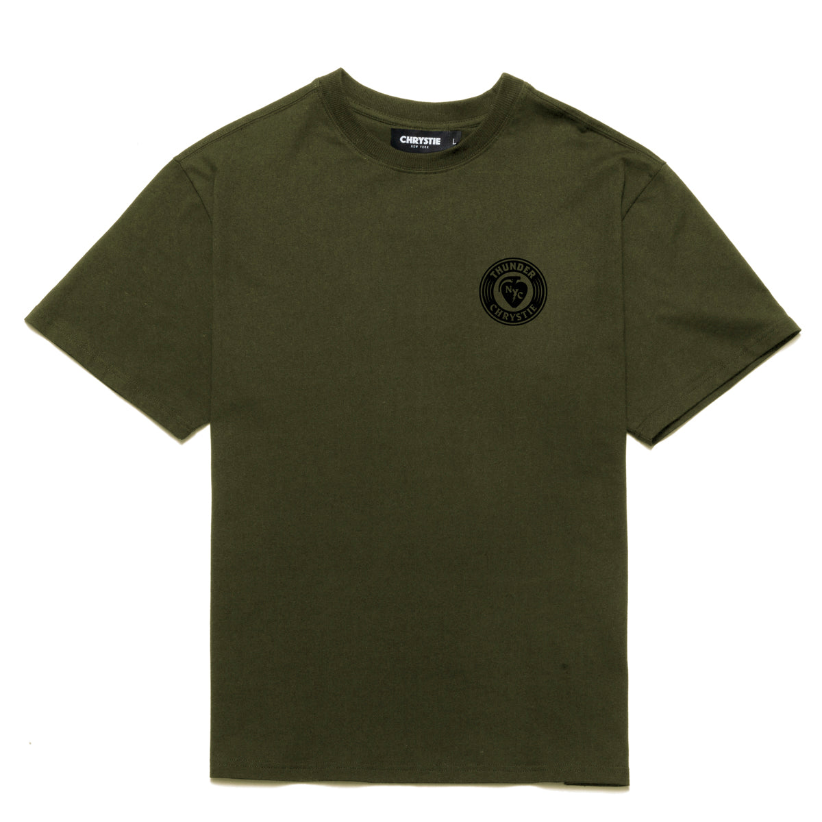 Load image into Gallery viewer, Chrystie x Thunder Circle Logo Tee ARMY GREEN