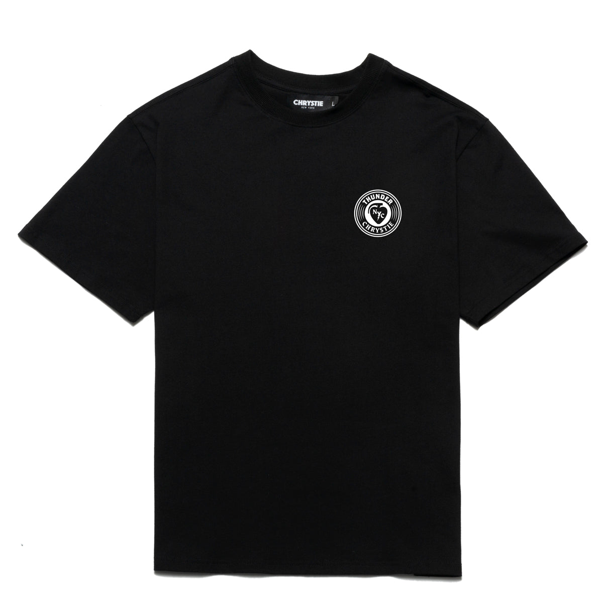 Load image into Gallery viewer, Chrystie x Thunder Circle logo Tee BLACK