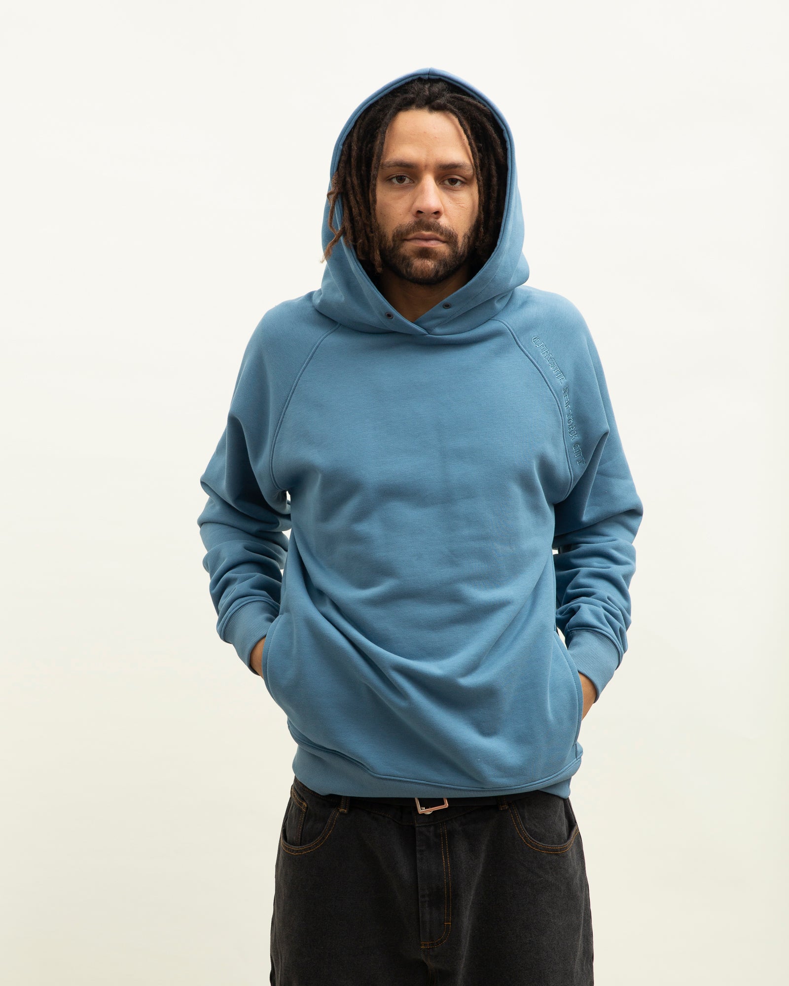 Load image into Gallery viewer, Side Pocket Hoodie STONE BLUE