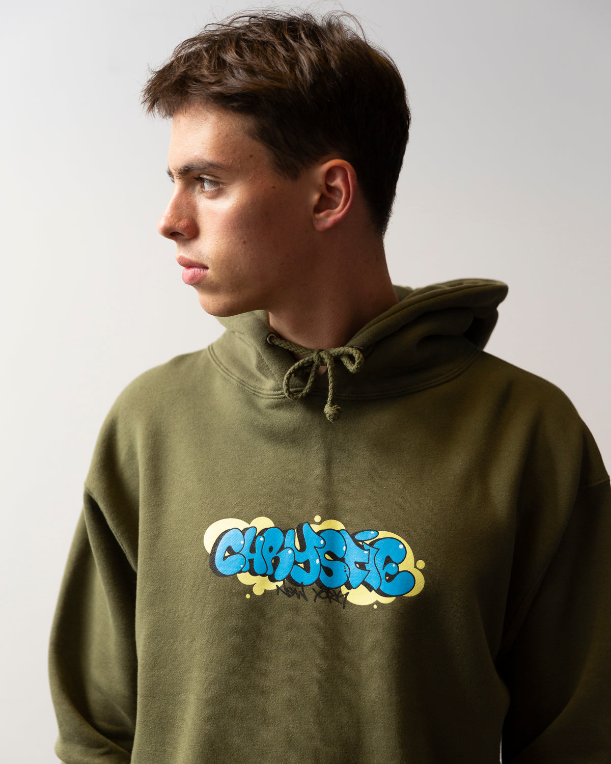 Load image into Gallery viewer, Bubble graffiti logo hoodie_Army Green