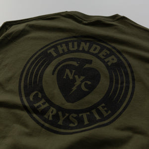 Chrystie x Thunder Circle Logo Tee ARMY GREEN
